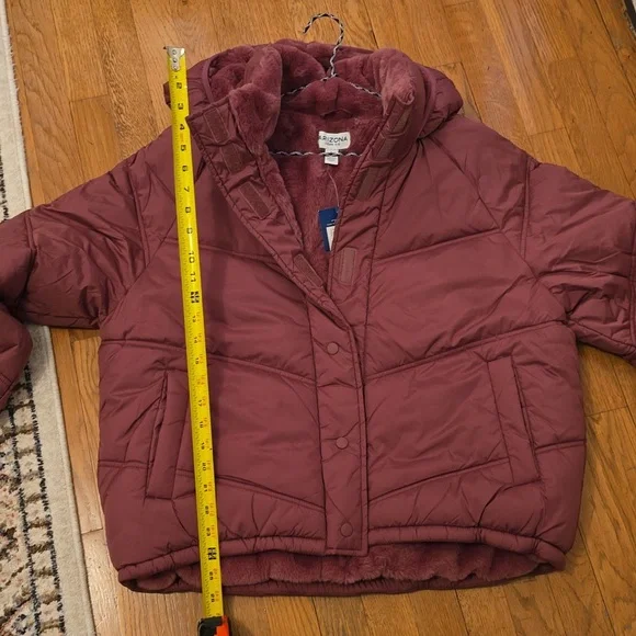ARIZONA JEAN CO WOMEN'S JUNIORS WINTER BERRY HOODED COAT SIZE LARGE - Picture 12 of 15